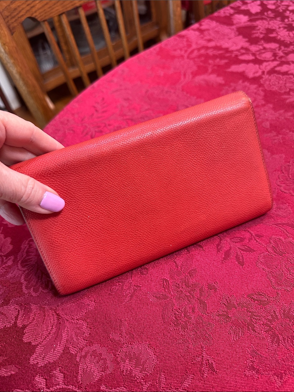 Celine Red Leather Trotteur Long Flap Wallet - Picture 2 of 3